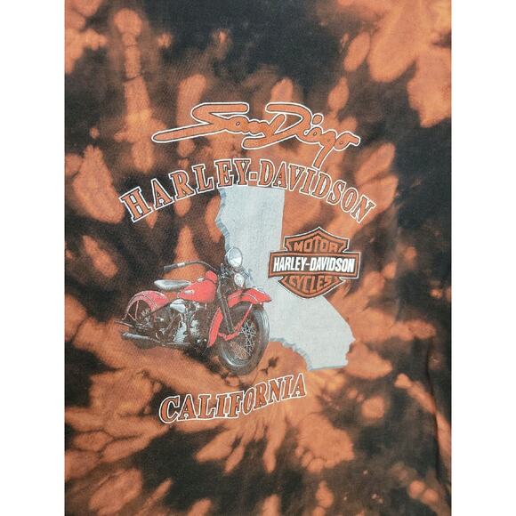 Harley Davidson Tie Dye San Diego Grunge Biker Motorcycle T-shirt Men's Sz XL - Picture 3 of 9